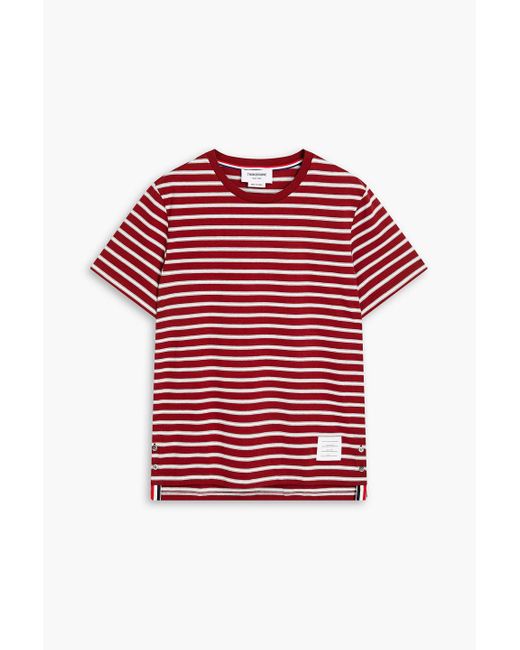 Thom Browne T-shirt aus baumwoll-jersey mit streifen in Red für Herren