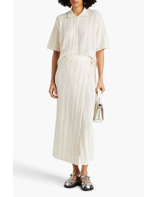 Holzweiler White Crochet-knit Cotton Midi Wrap Skirt