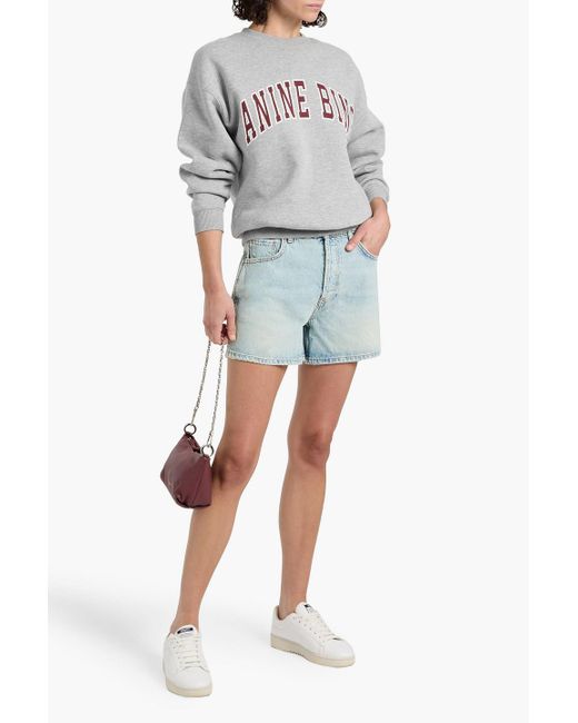 Anine Bing Blue Dalton Distressed Denim Shorts