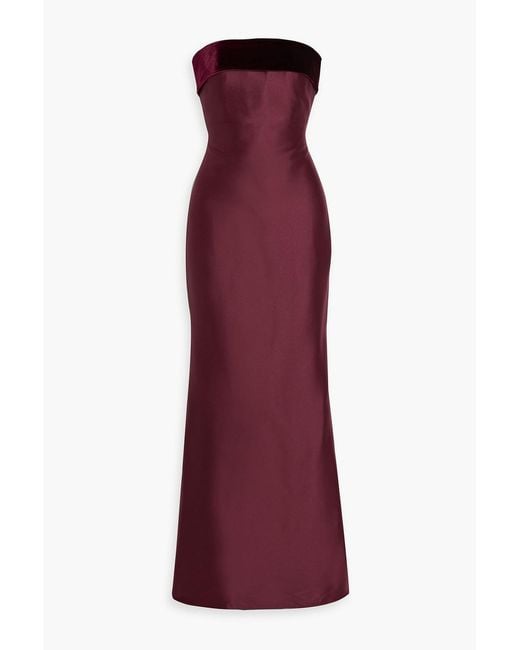 Badgley Mischka Purple Strapless Satin-Twill Gown