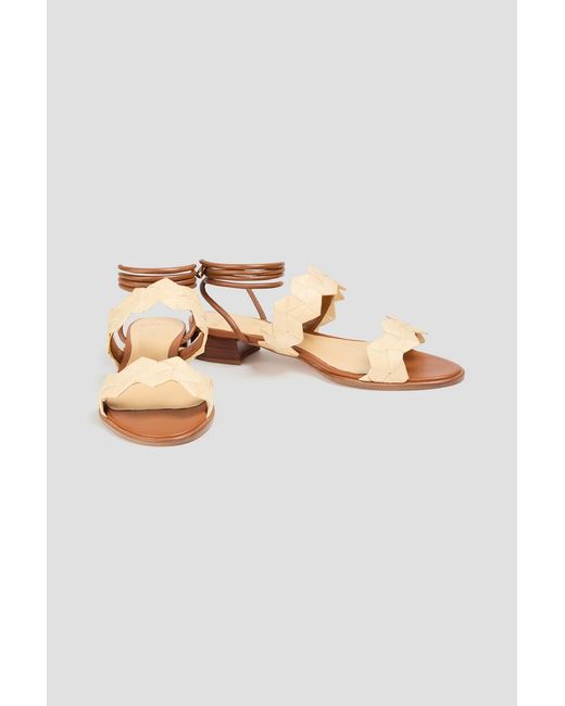 Alexandre Birman White Emilia Raffia And Leather Sandals