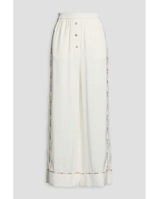 Ganni White Modal-blend Crepe Wide-leg Pants