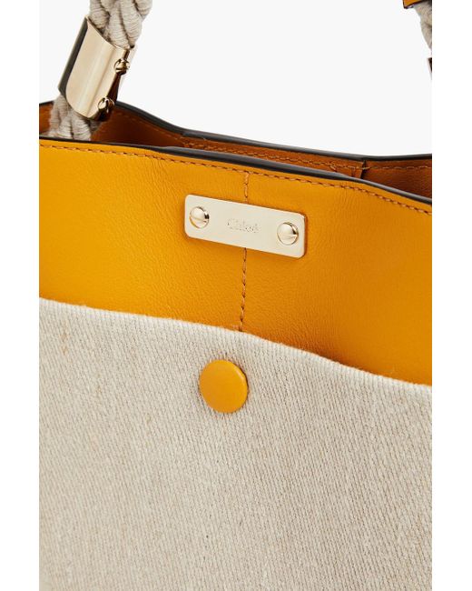 Chloé White Key Twill And Leather Bucket Bag