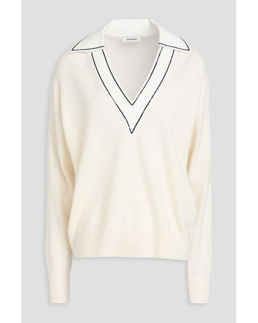 Sandro Natural Wool And Cashmere-blend Sweater