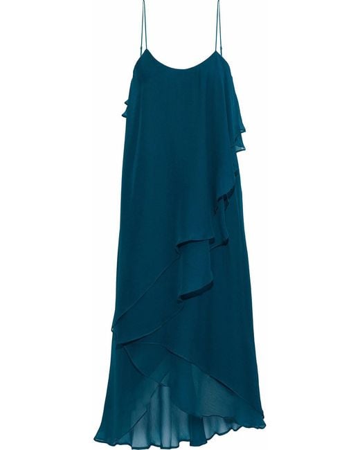 Haute Hippie Layered Ruffled Silk-Georgette Dress in Blue | Lyst Canada