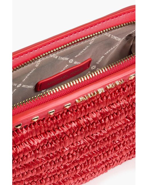 MICHAEL Michael Kors Red Livia Faux Raffia Envelope Clutch