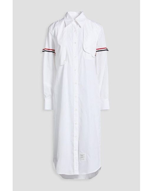 Thom Browne White Cotton-Poplin Midi Shirt Dress
