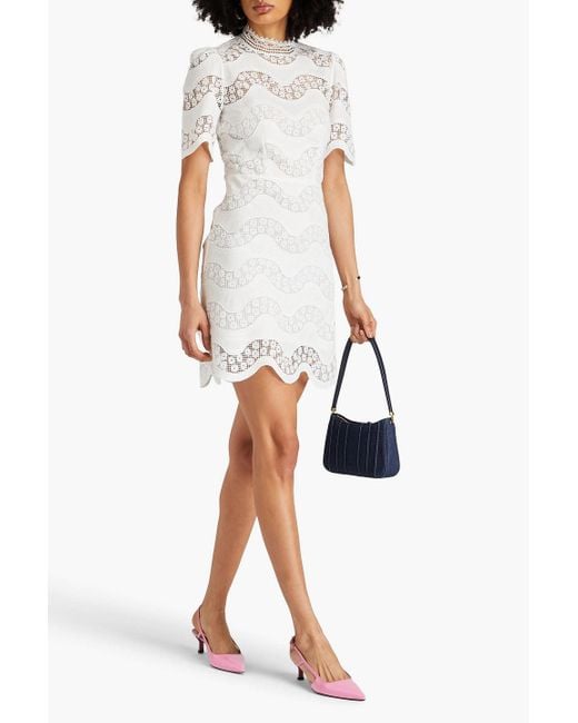 Sandro White Guipure Lace And Cotton-poplin Mini Dress