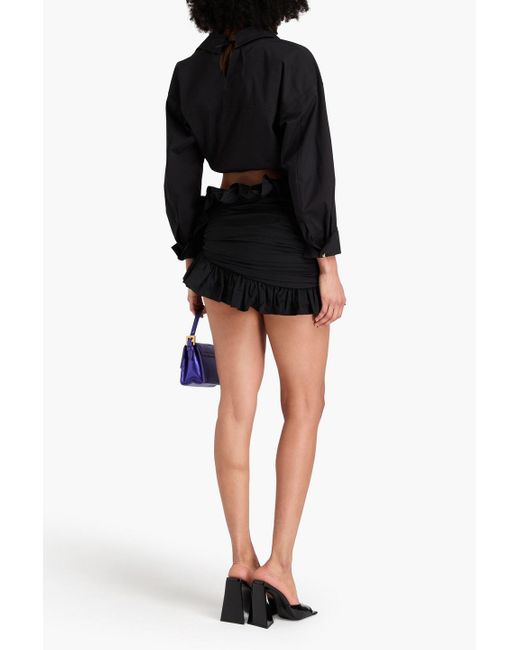 Area Black Ruffled Taffeta Mini Skirt