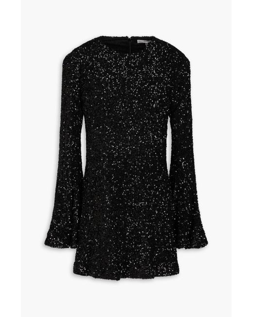 FRAME Black Sequined Tulle Mini Dress