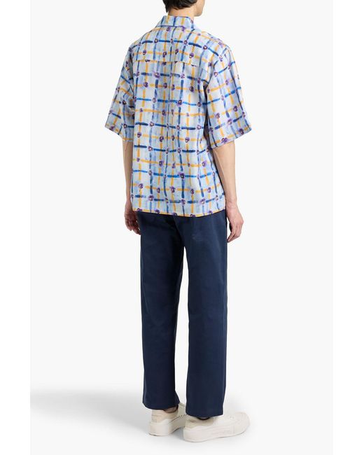 Marni Blue Printed Silk Shirt for men