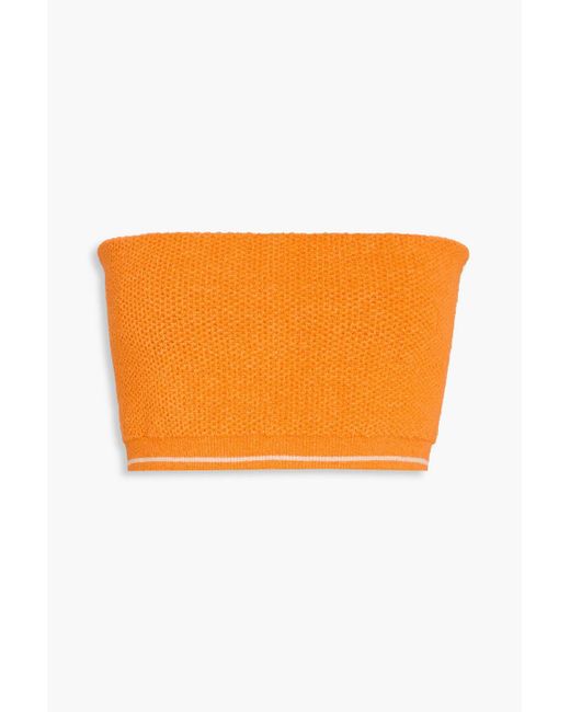 Jacquemus Orange Strapless Cropped Waffle-knit Top