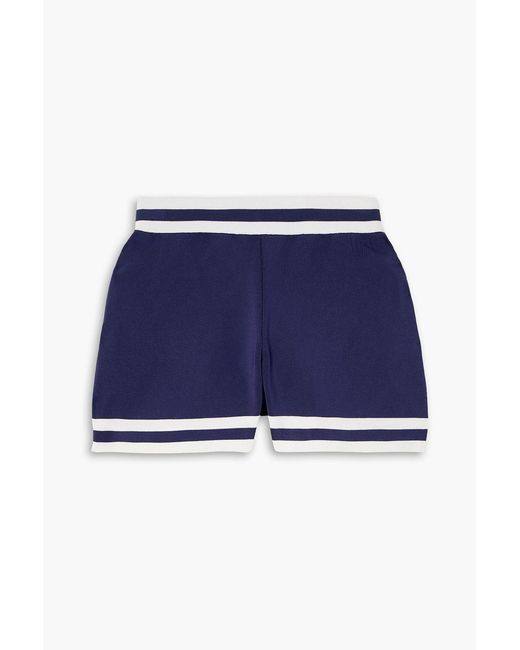 Rabanne Blue Logo-Intarsia Striped Ribbed-Knit Shorts