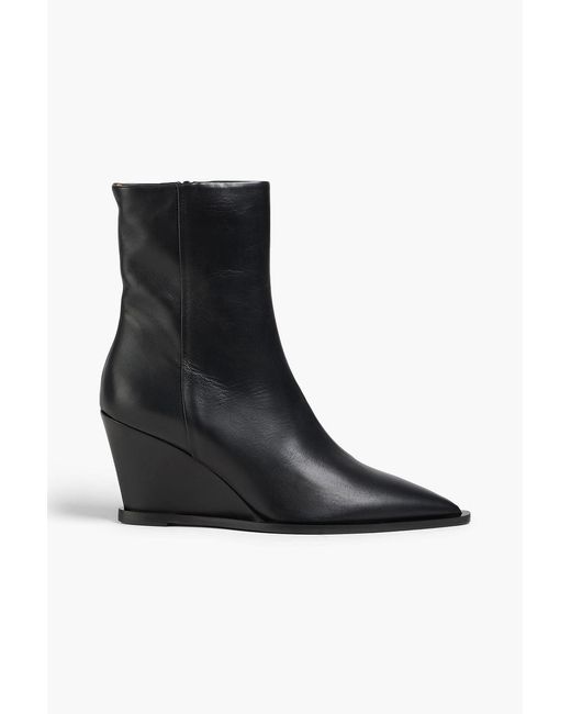 Atp Atelier Black Pratella Leather Wedge Ankle Boots