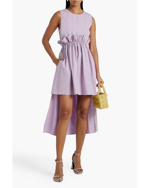 RED Valentino Purple Asymmetric Cotton-blend Poplin Dress