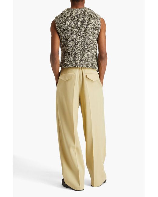 Jil Sander Natural Belted Pleated Grain De Poudre Wool Pants for men