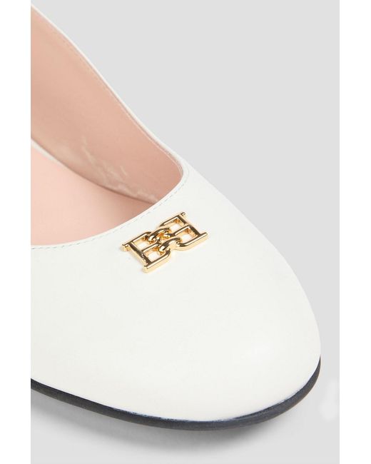 Bally White Embellished Leather Slingback Flats