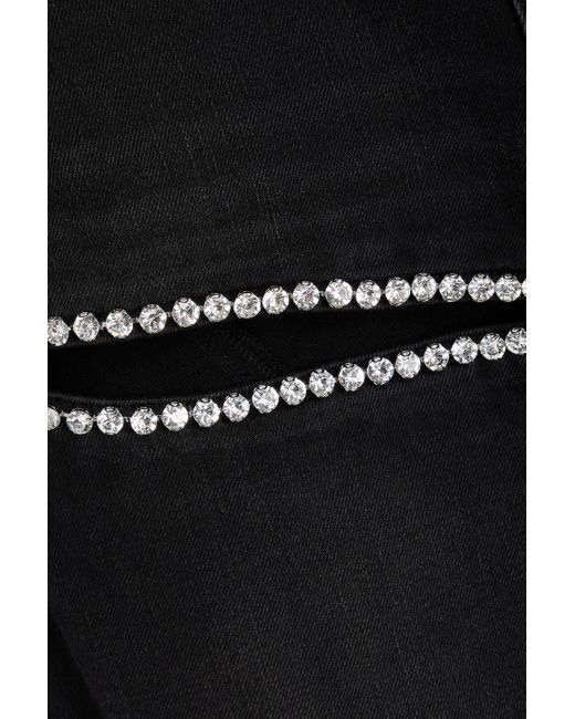 Area Black Cutout Crystal-Embellished High-Rise Wide-Leg Jeans