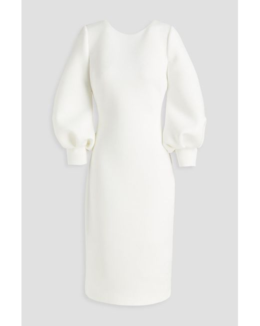 Badgley Mischka White Bow-embellished Cutout Scuba Dress