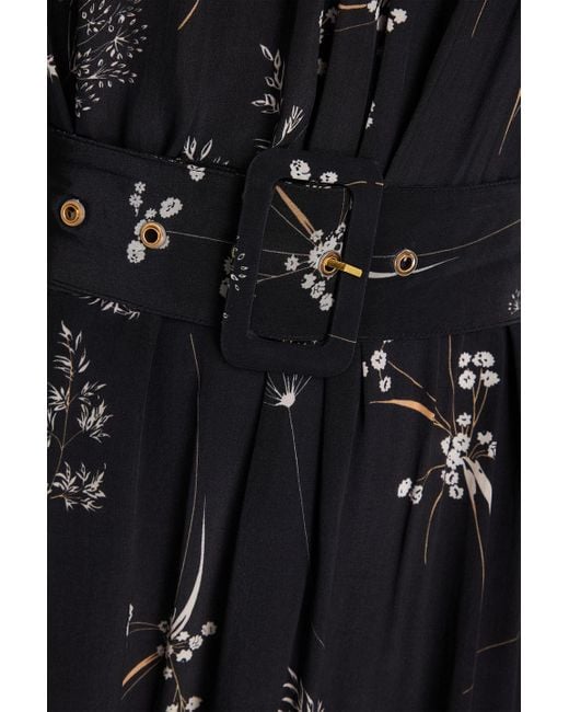 byTiMo Black Midikleid aus satin mit floralem print