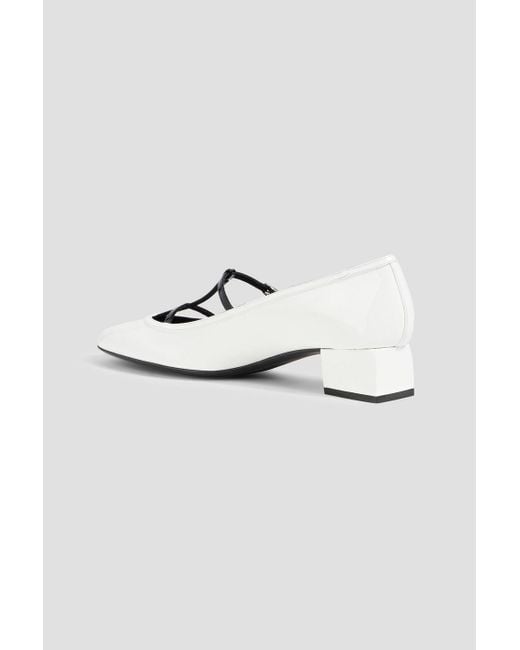 Khaite White Fawn Two-Tone Patent-Leather Pumps