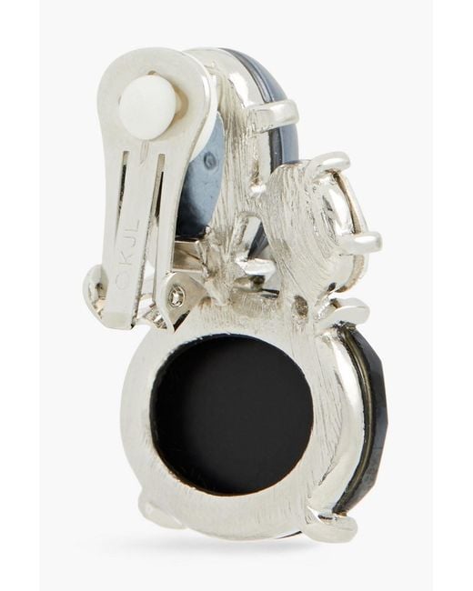 Kenneth Jay Lane Metallic Tone, Faux Pearl And Crystal Clip Earrings