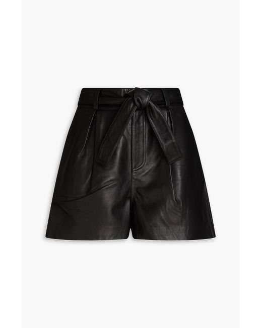 Claudie Pierlot Black Etincelant Pleated Leather Shorts