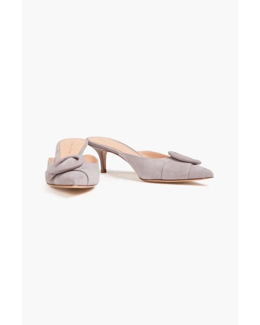 Gianvito Rossi Pink Portofino 55 Buckled Suede Mules