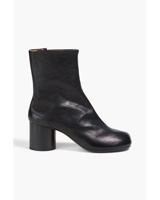 Maison Margiela Black Tabi Leather Split-toe Ankle Boots