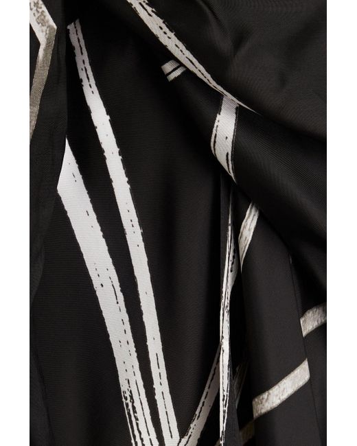 Rick Owens Black Draped Printed Cupro Gown