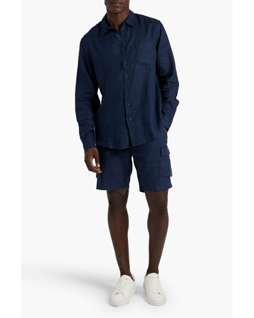 Onia Blue Linen-blend Cargo Shorts for men