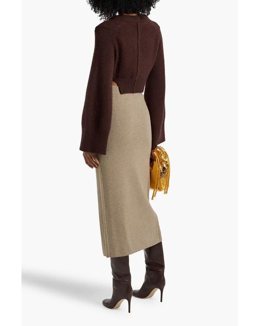 Max Mara Natural Umbria Wrap-Effect Wool And Cashmere-Blend Midi Skirt