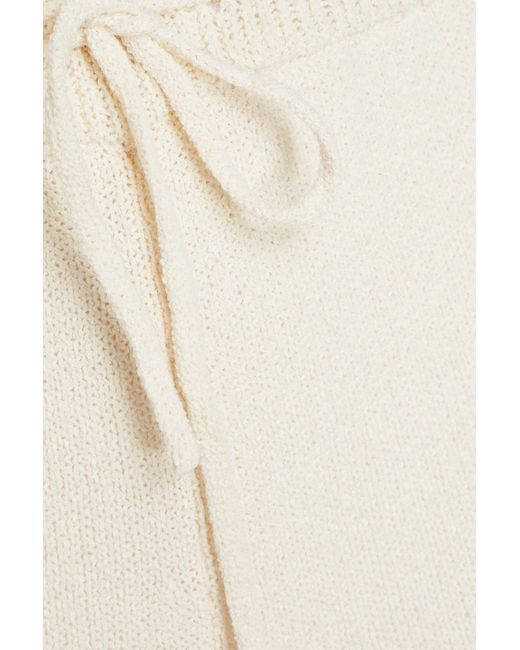 Nanushka White Kaela Crochet-knit Cotton-blend Flared Pants