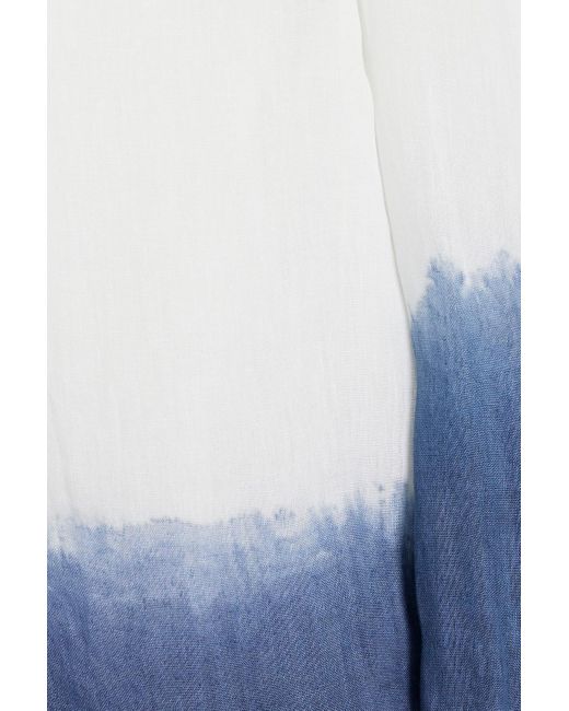 120% Lino Blue Dip-dyed Linen Shirt for men
