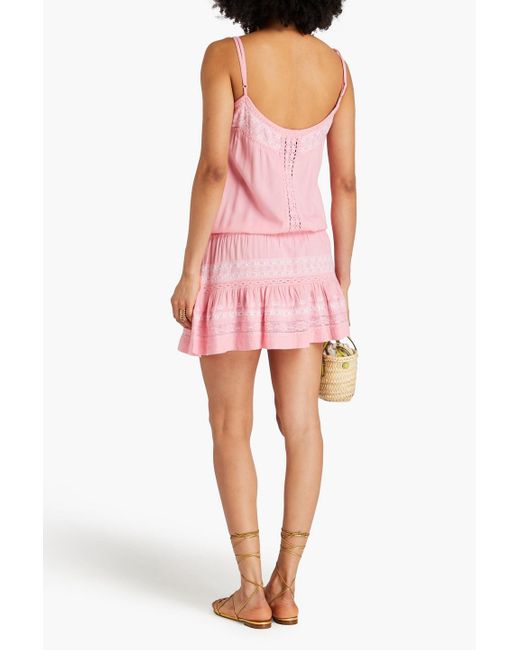 Melissa Odabash Pink Karen minikleid aus webstoff mit stickereien