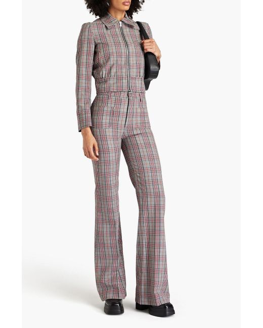 RED Valentino Gray Prince Of Wales Checked Crepe Flared Pants
