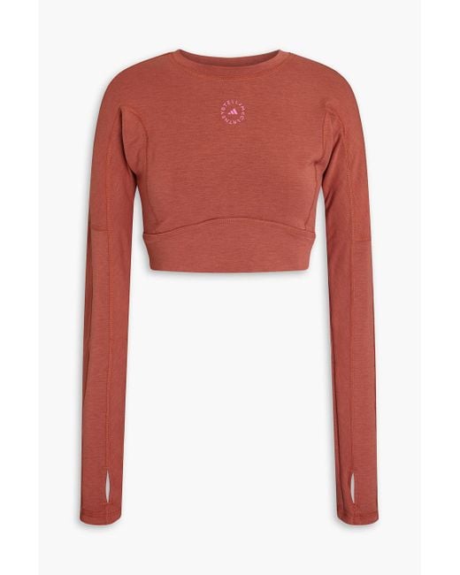 Adidas By Stella McCartney Red Cropped oberteil aus stretch-jersey mit cut-outs