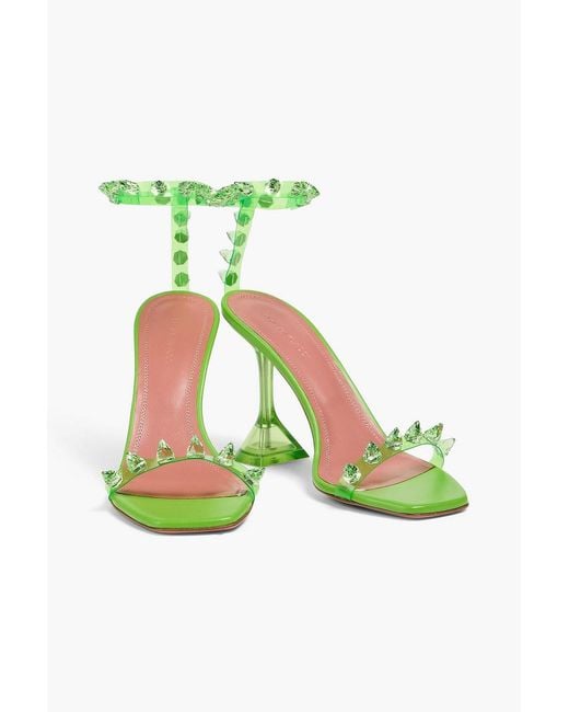 AMINA MUADDI Green Julia Spiked Pvc And Leather Sandals