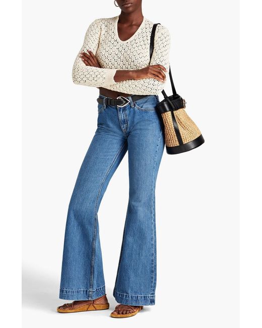 Re/done Blue 70s Low-rise Flared Jeans
