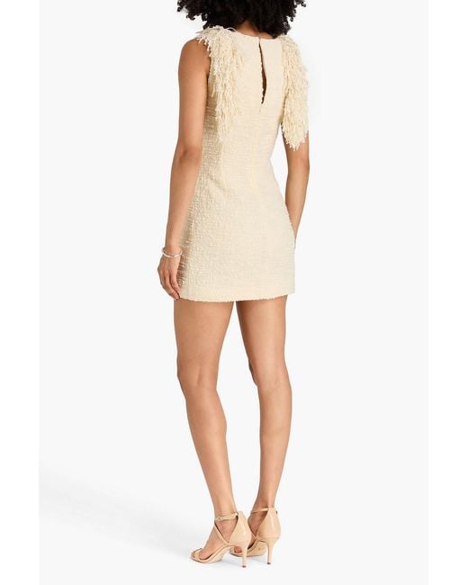 LIBEROWE Natural Fringed Wool-Blend Bouclé-Tweed Mini Dress