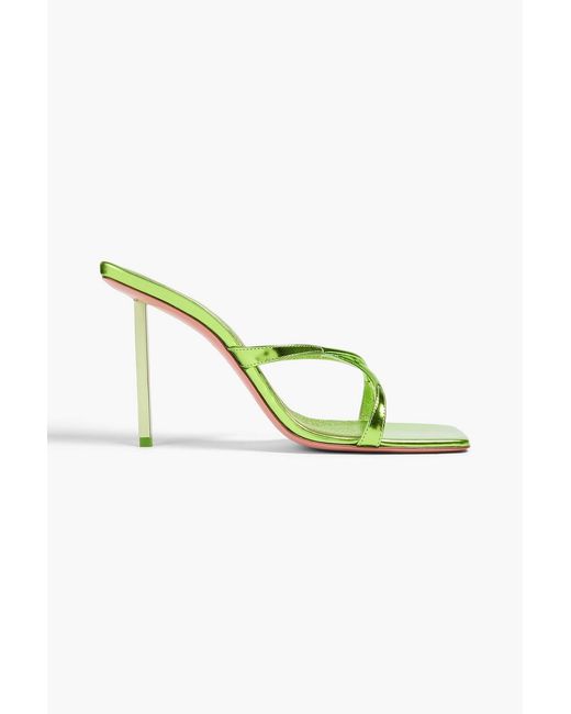 AMINA MUADDI Metallic Adriana 95 Mirrored-leather Mules
