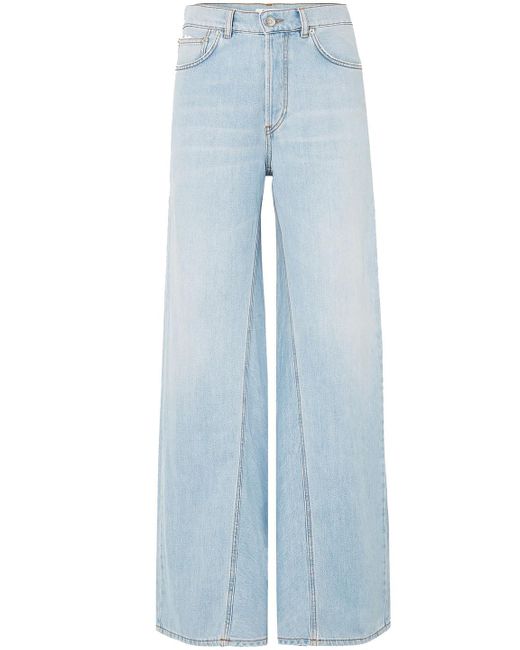 Ganni Blue High-rise Wide-leg Jeans