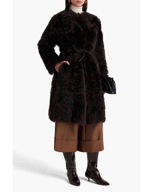 Zimmermann Black Belted Shearling Coat