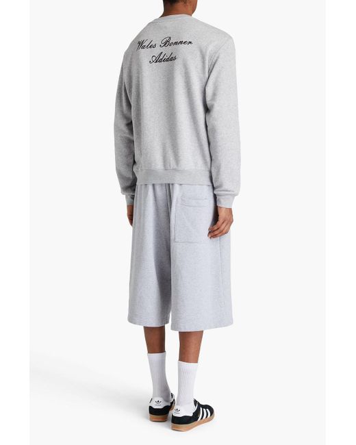 Adidas Originals White Printed French Cotton-blend Terry Sweatshirt for men