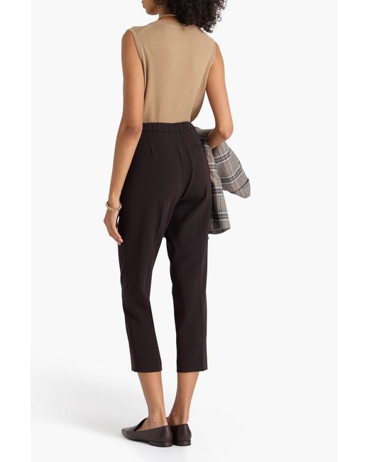Theory Blue Treeca Cropped Crepe Tapered Pants