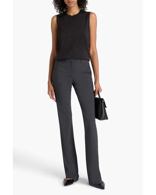 Theory Blue Demitria Wool-Blend Crepe Flared Pants