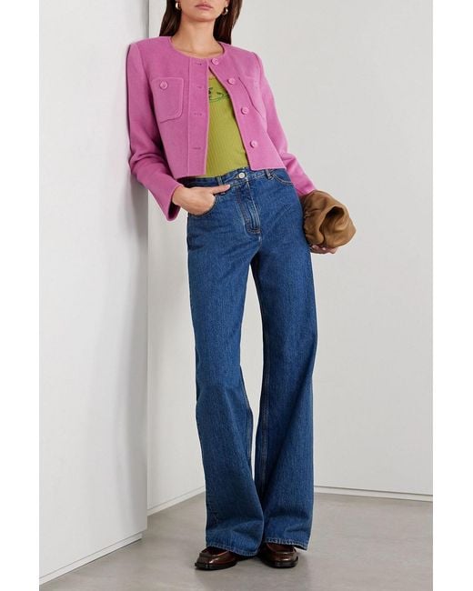 Ulla Johnson Pink Eve Cropped Wool-Blend Felt Jacket