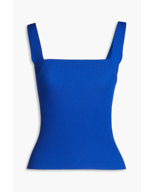 Diane von Furstenberg Blue Ribbed Wool-blend Top