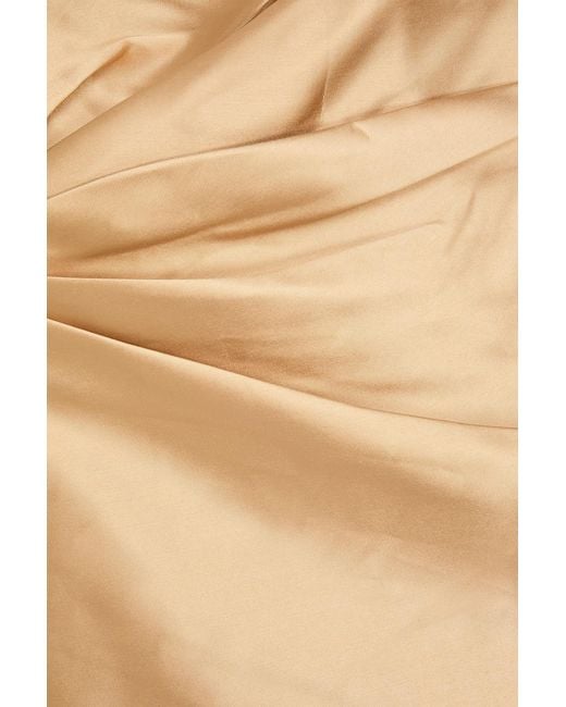 Solace London Natural Kira One-Shoulder Satin-Twill Maxi Dress