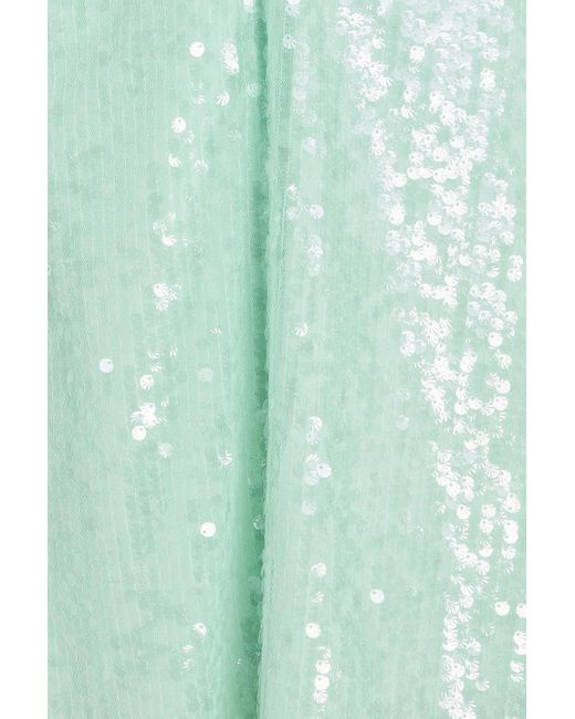 ROTATE BIRGER CHRISTENSEN Green Sequined Tulle Midi Dress